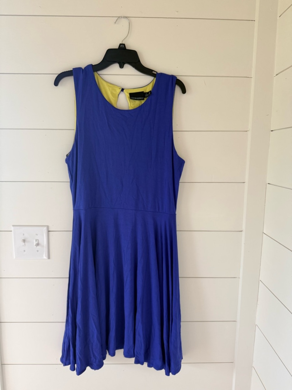 Cynthia Rowley Royal Blue Sleeveless Skater Dress with Yellow Lining